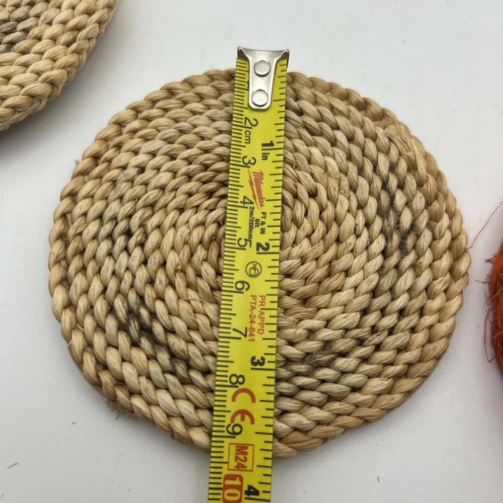Lot 7 Orange/ Beige/Apple Coasters Retro 70's Natural fiber Woven Farmhouse Fall